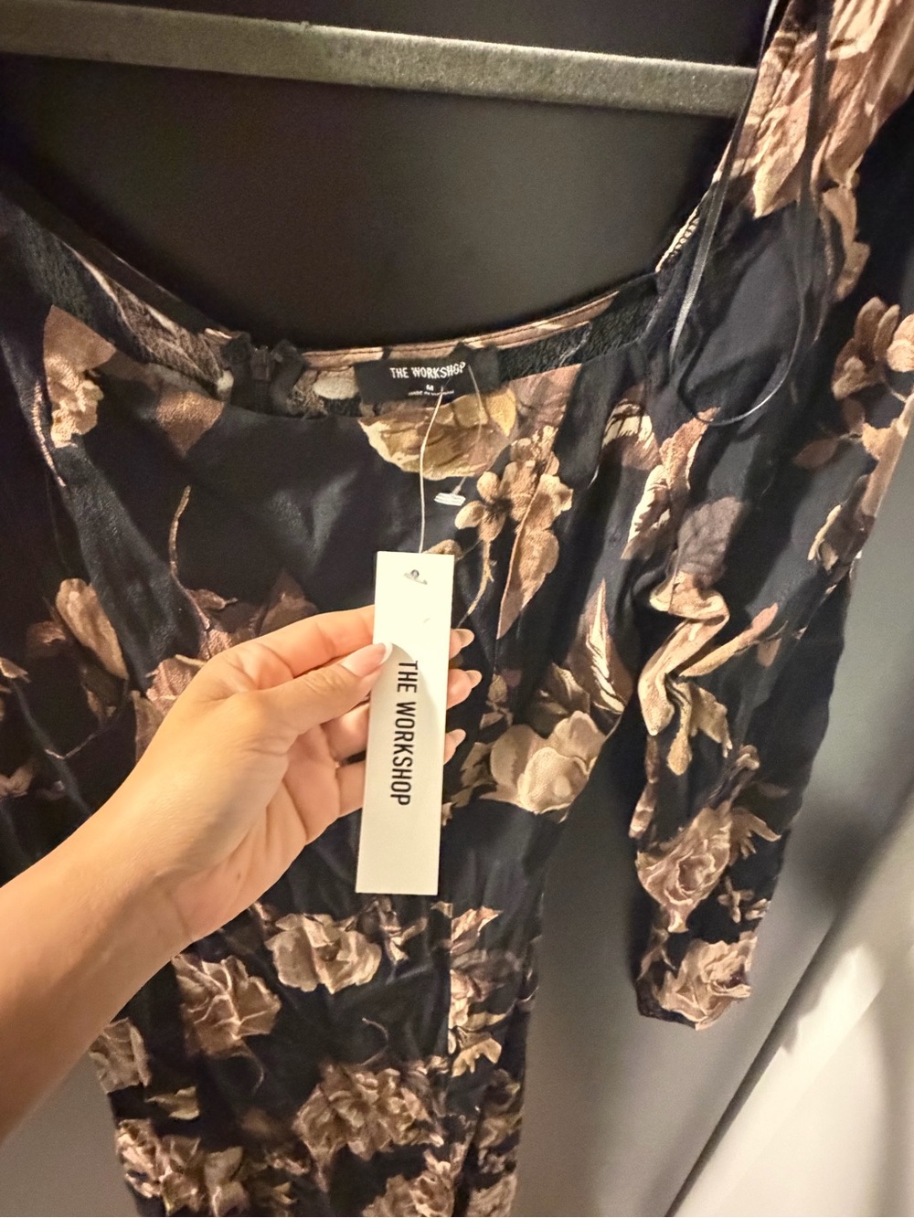 The Workshop Black Midi Dress with Brown Floral Print - Picture 5 of 5
